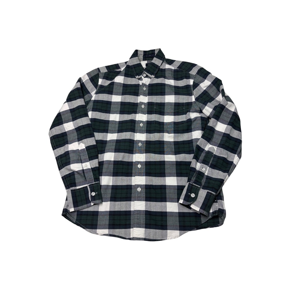 J.Crew Slim Oxford Shirt Mens Medium Navy Green Plaid Cotton C4283 FA17
